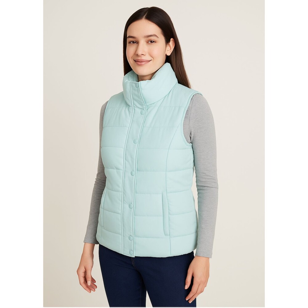 Old Navy Womens Puffer Vest XS Light Green Mint Quilted Zip Up Sleeveless Winter